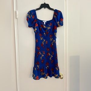 Leith Floral Dress -Blue Surf Color